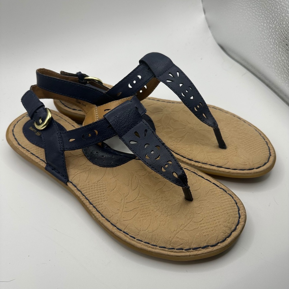 B.O.C. Born Concept Navy Blue Laser Cut Thong Sandals C63904